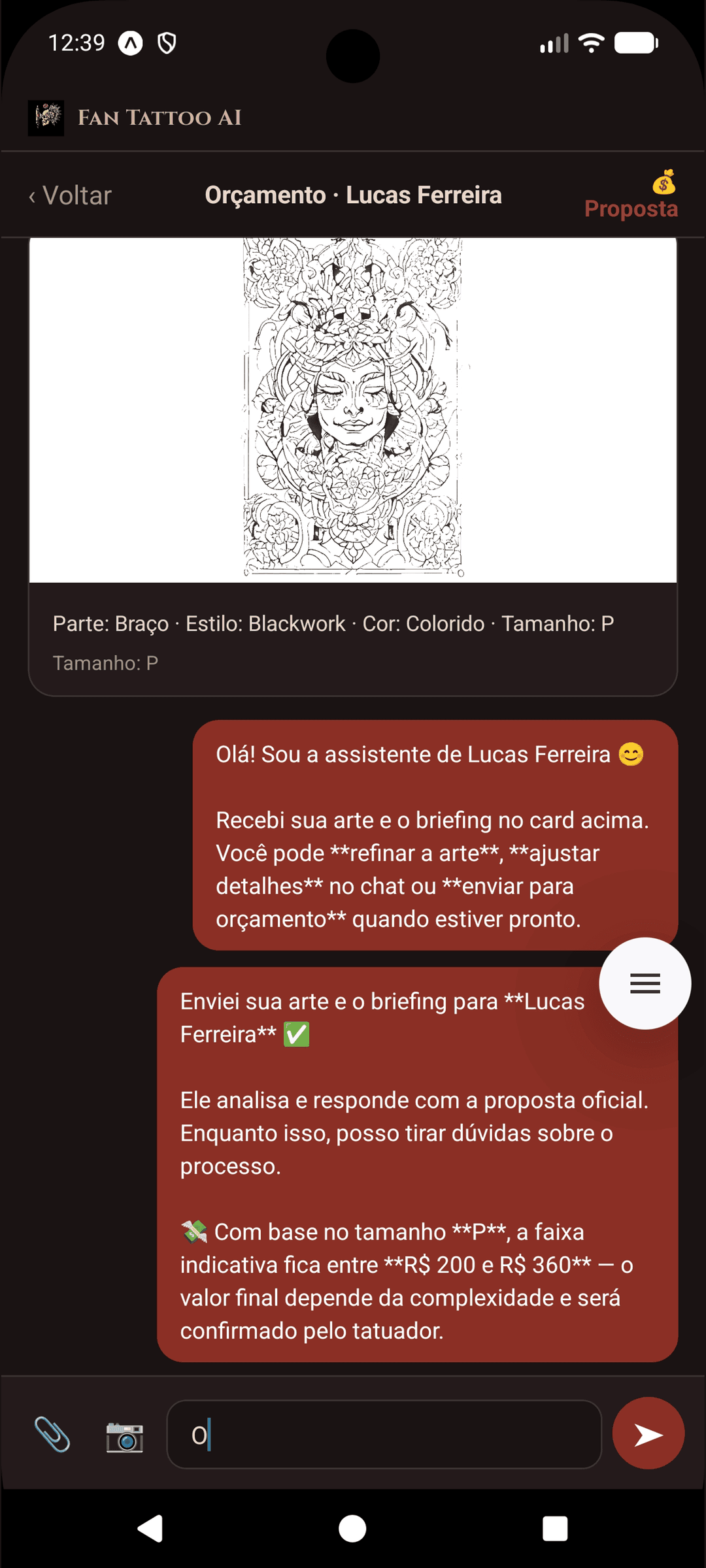 Orçamento recebido